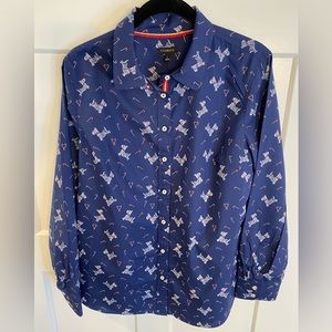 NWT Talbots navy Scotty Dog blouse, size large